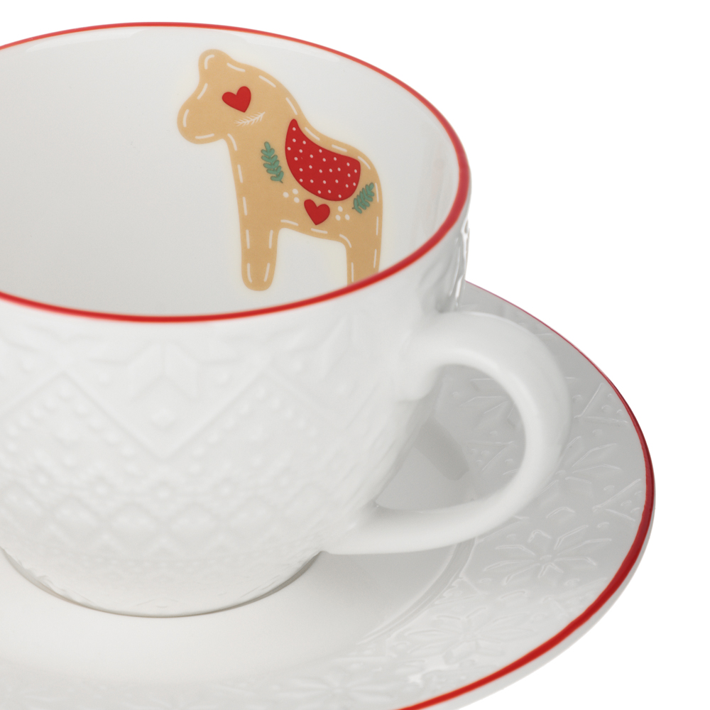 MILLIMI Чайная пара, 240мл, красная отводка, 2 предмета - #4