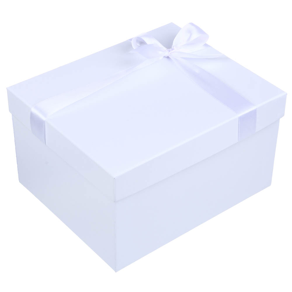 Коробка подарочная с бантом белая, 23x19x13 см - #2