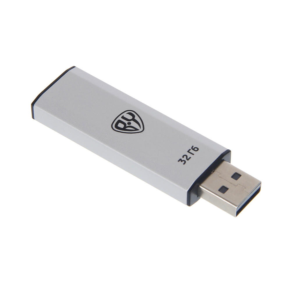 Флеш-карта USB2.0 BY 32Гб выдвижная Silverslide, блистер, алюминий, пластик, серебристый - #1