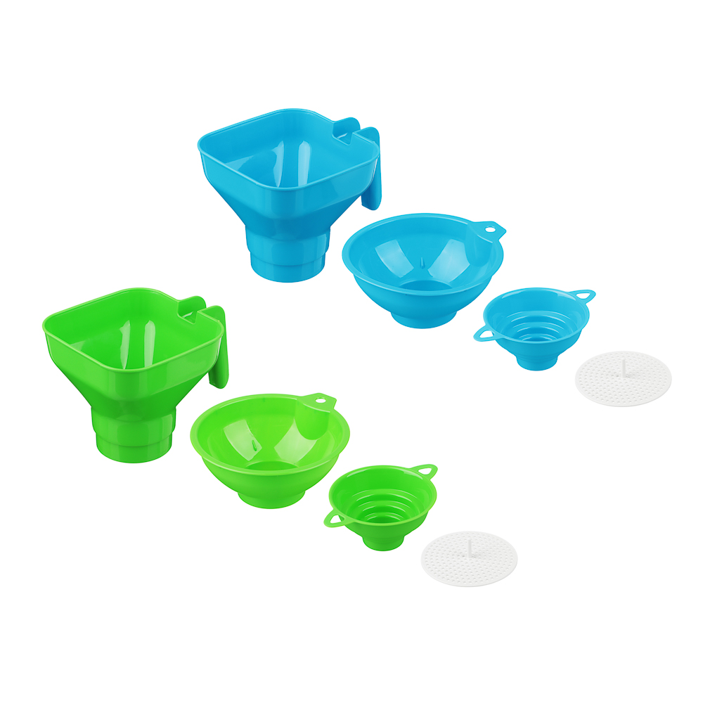 Набор 4 предмета: воронка на 4 диаметра; воронки квадратная и круглая с широким горлом, ситечко - #1