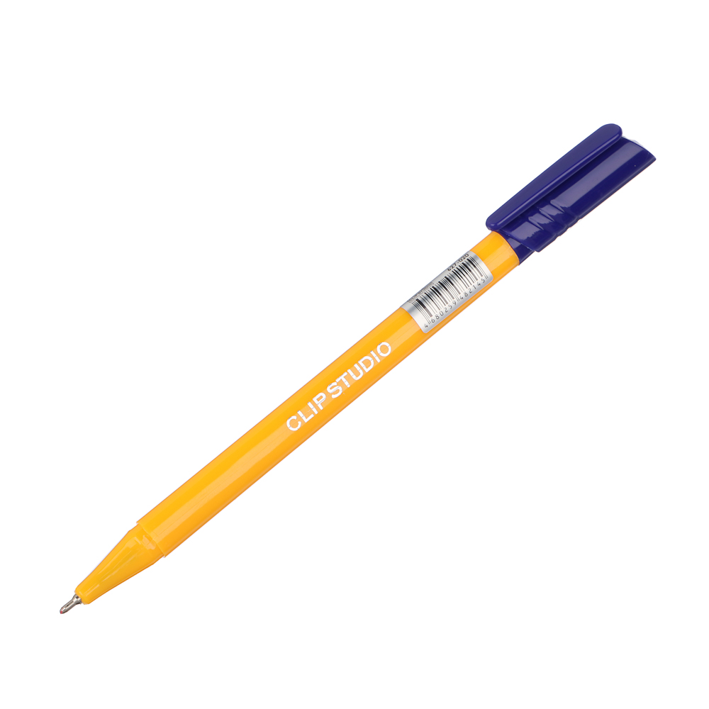 Ручка шариковая ClipStudio 0,7 мм, синяя, желтый корпус - #3