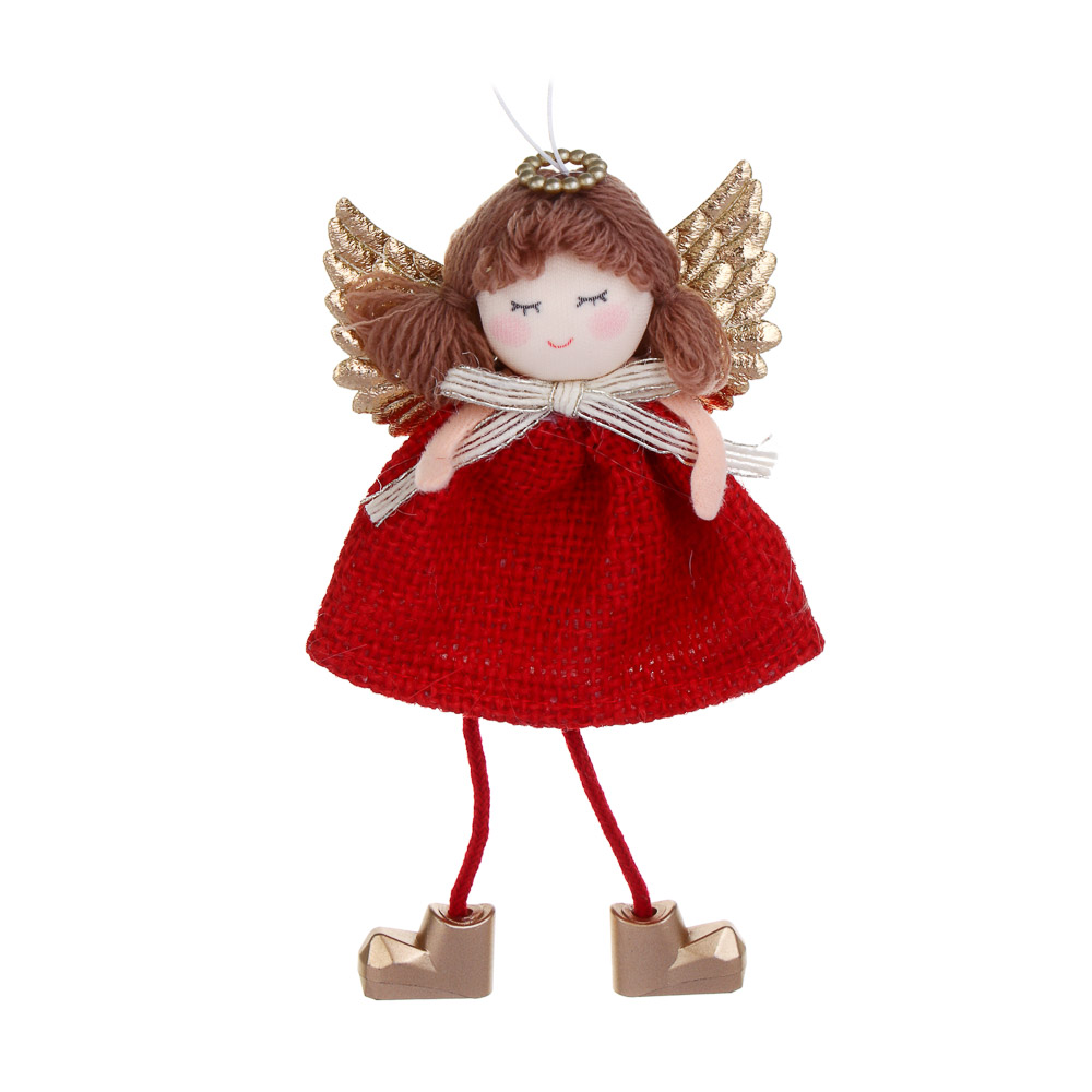 СНОУ БУМ Сувенир елочный Ангел 15 см, полиэстер, красный, 3 вида - #2