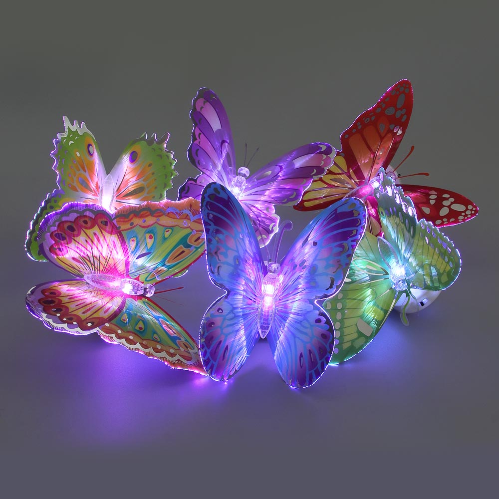 INBLOOM Фонарь в форме фигурки Бабочки оптоволоконной, 1LED, ПВХ, LR44x3 - #1