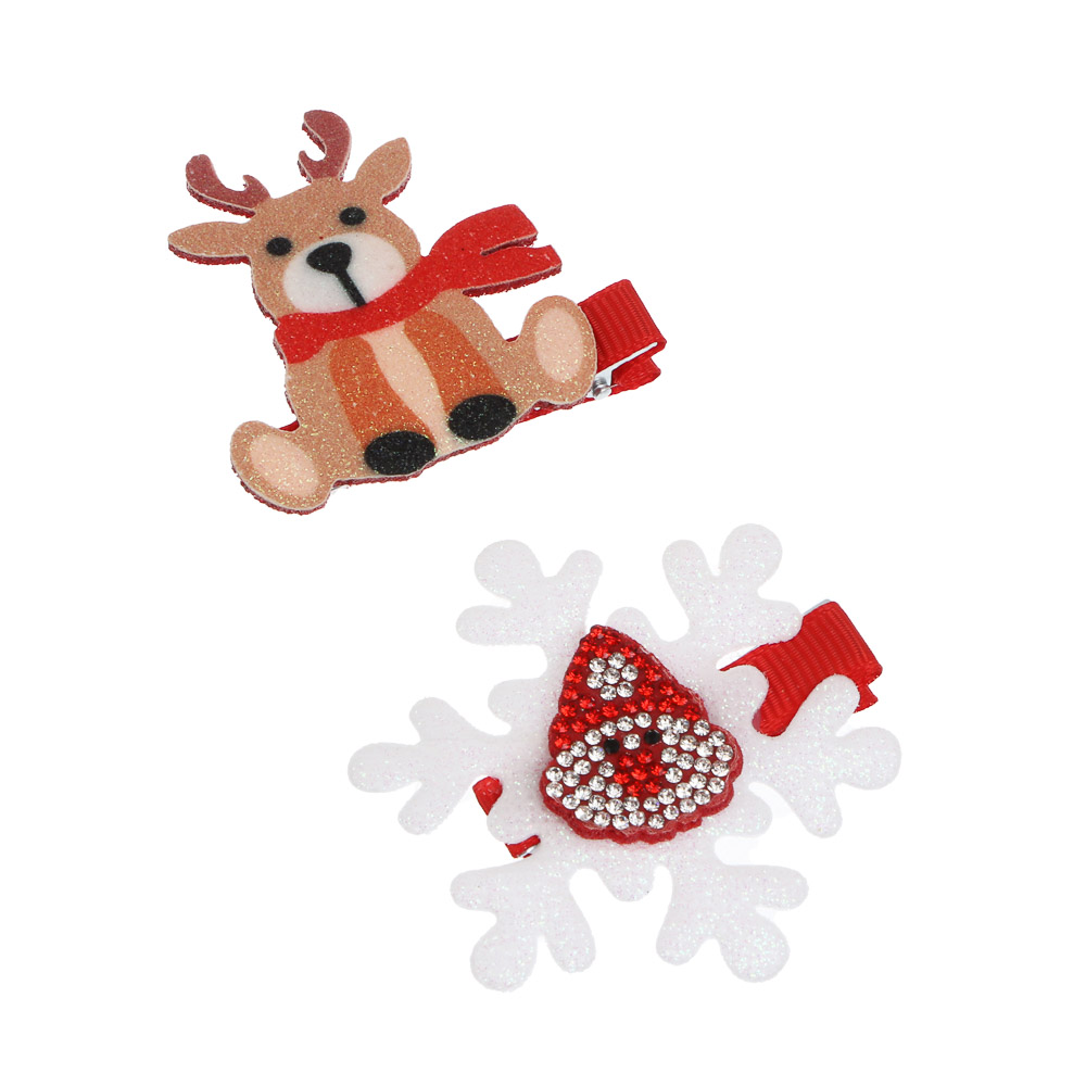 Заколка для волос 2 шт, тм ЮНИLOOK, 1-6,5см, металл, полимер, 6 дизайнов, #1 - #2