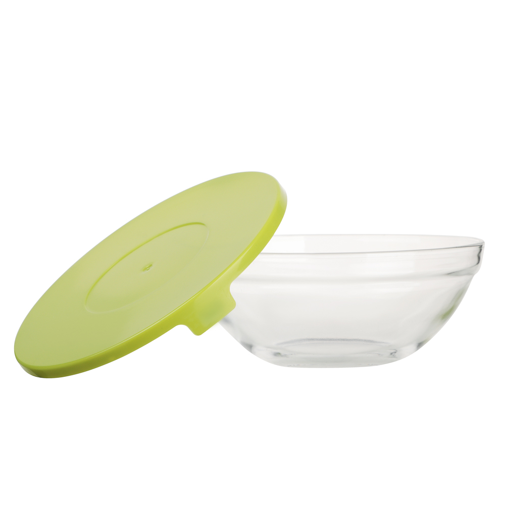 MILLIMI Набор салатников с крышкой 5 шт: 900/ 500/350/200/130 мл, стекло, пластик, оливковый - #5