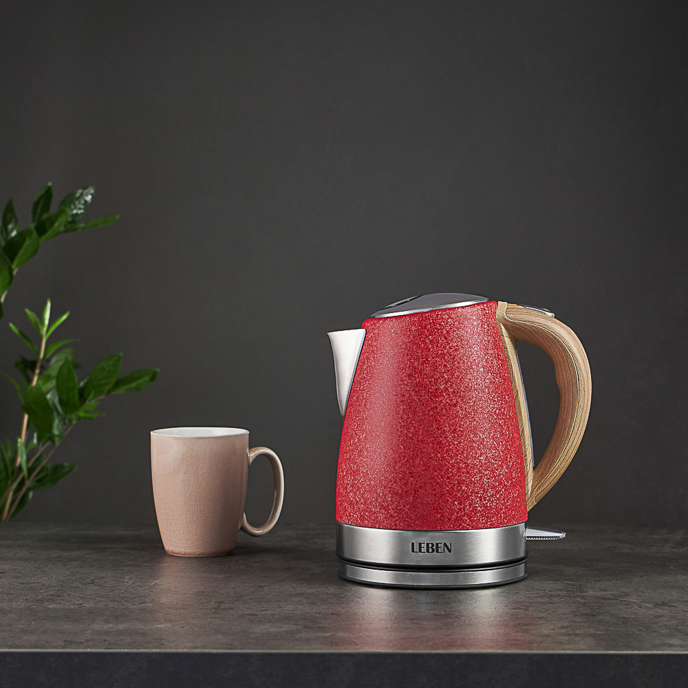 LEBEN Чайник электрический 1,8л, 1850Вт, металл, красный - #23