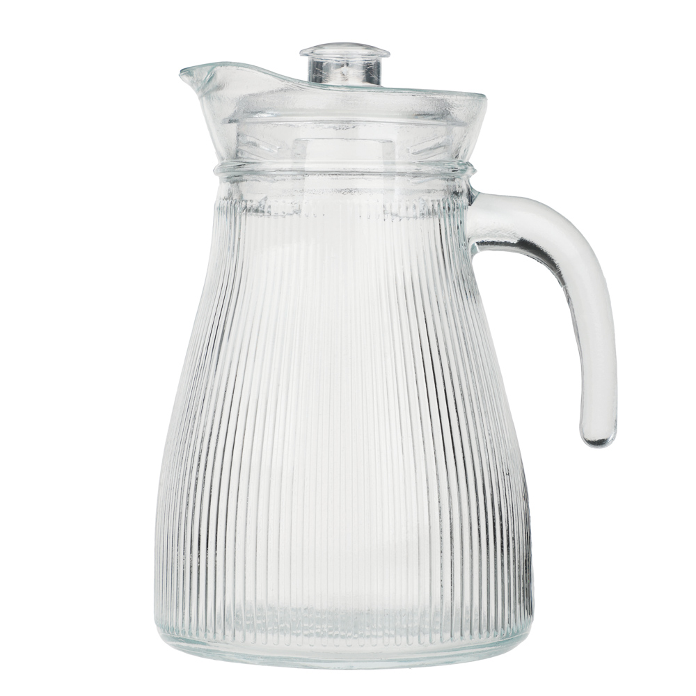 MILLIMI Кувшин для воды 1.2 л, стекло, крышка пластик, рифленый - #1