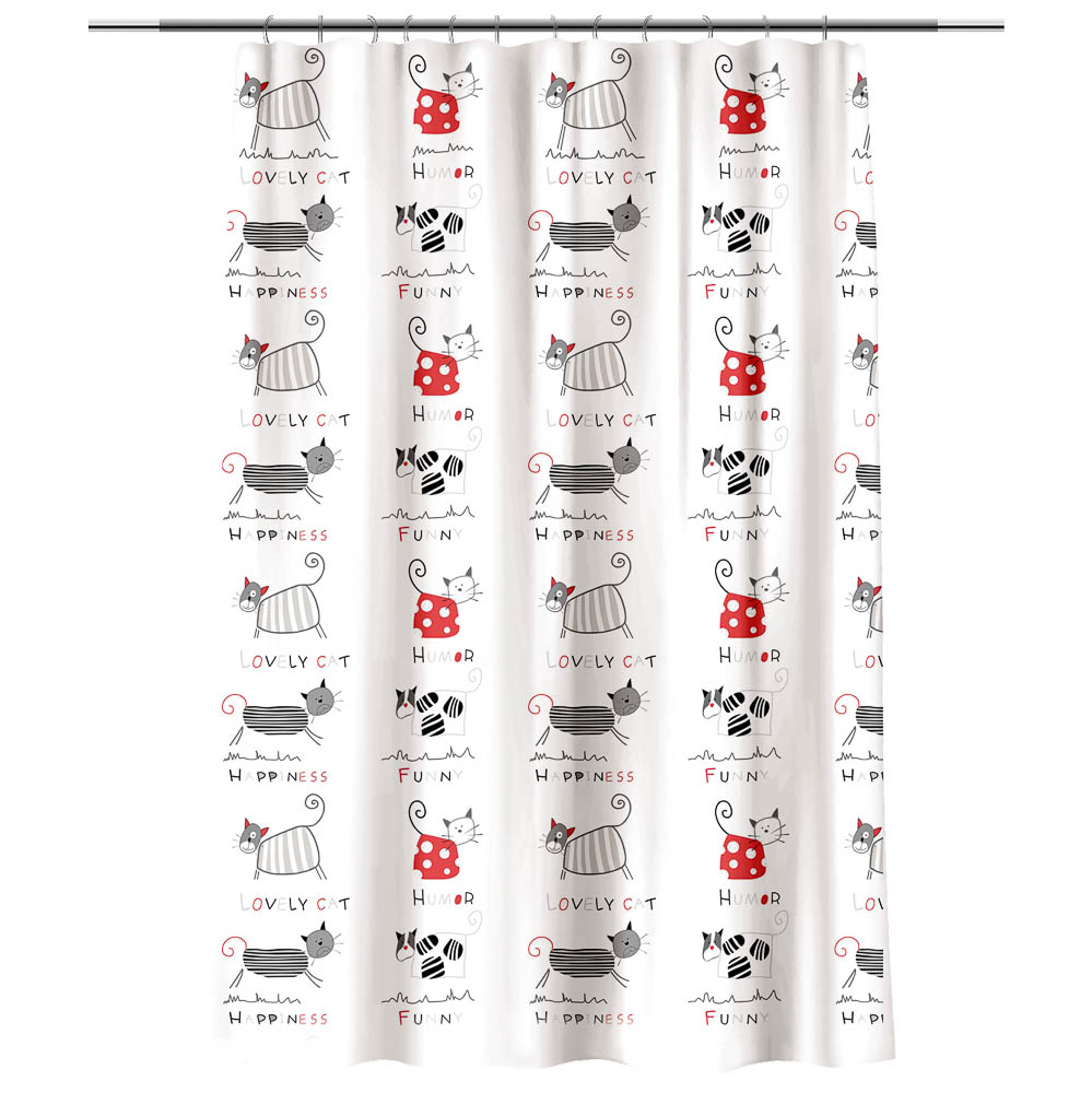 Шторка для ванной тм VETTA Веселые коты, ПЕВА 60г/м2, 180x200см - #1
