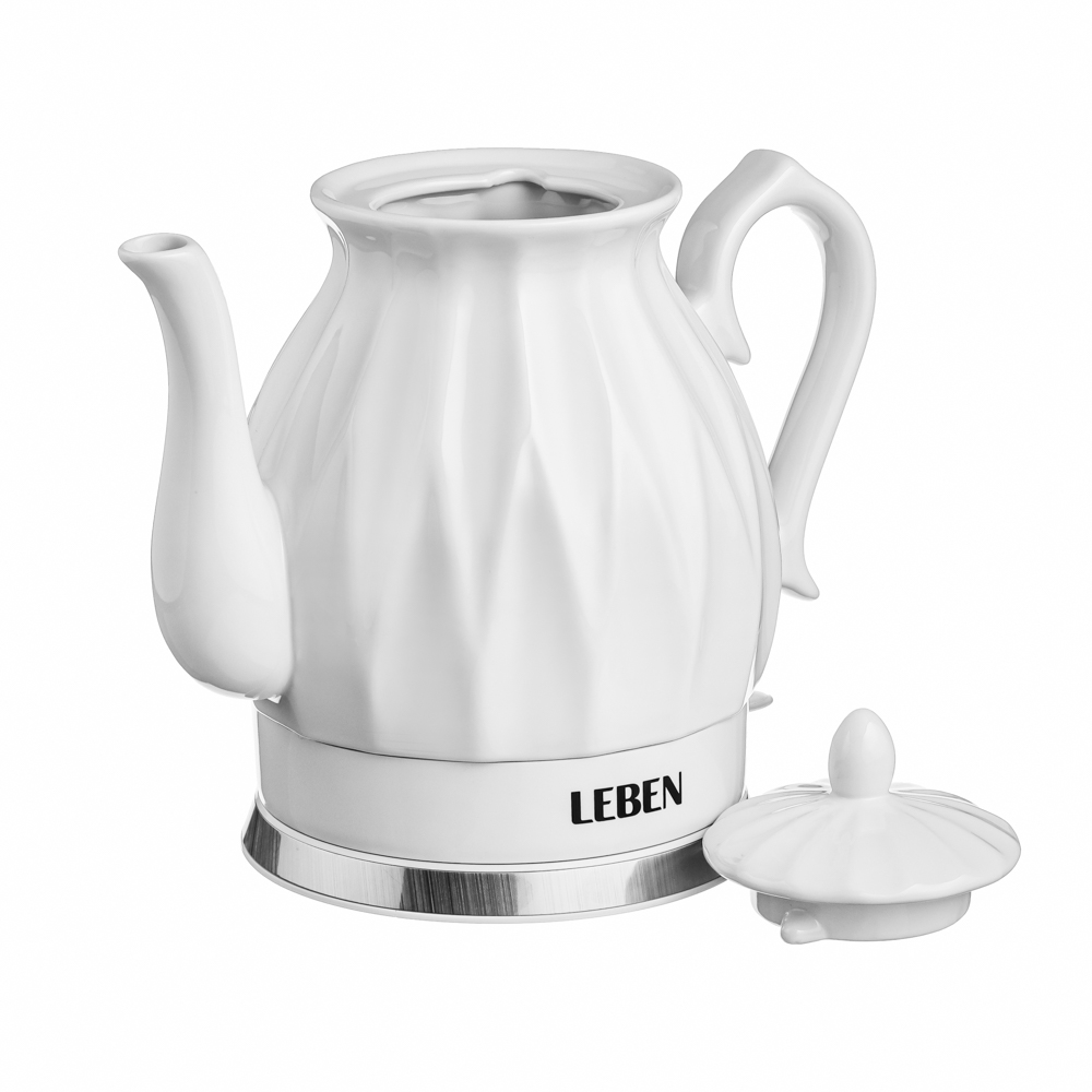 LEBEN Чайный набор электрический с чашками керамика 1,5 л, белый - #6