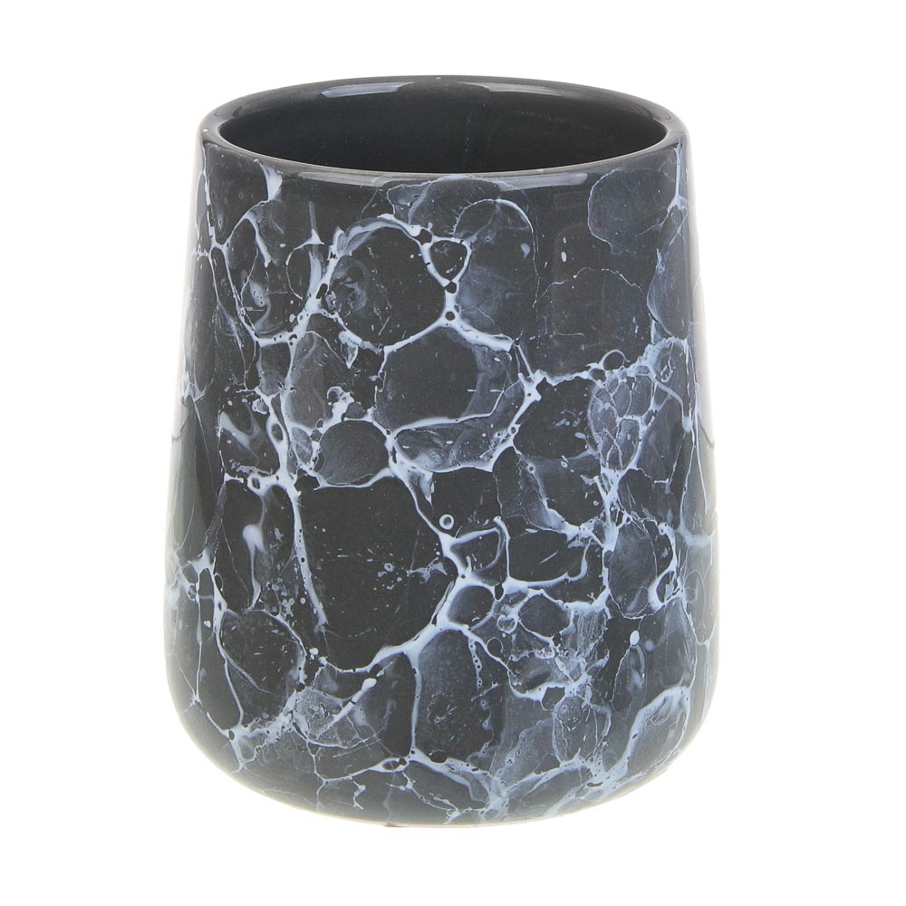 VETTA Стакан для ванной комнаты, 400 мл, 10,5x9x9 см, керамика, "Космос", мрамор серый - #1
