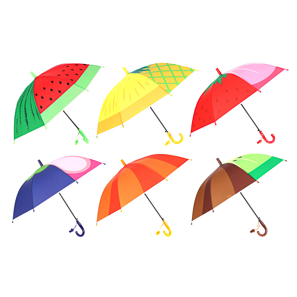 Зонт-трость детский, сплав, пластик, ПВХ,  длина 47см, 8 спиц, 6 дизайнов,10598-7 - #1