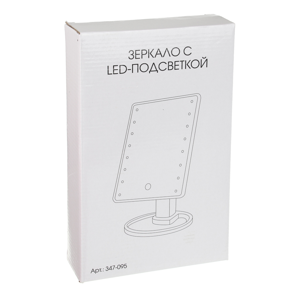 ЮНИLOOK Зеркало с LED-подсветкой, USB, 4хААА, пластик, стекло, 16,7х27см,  2-3 цвета, черный купить с выгодой в Галамарт