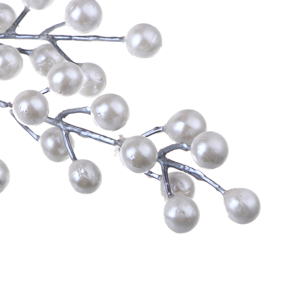 СНОУ БУМ Веточка с белыми ягодами 60 см, металл, пластик - #2