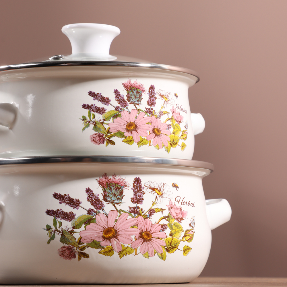 Набор мини-кастрюли 2шт.+салатник 1шт., с крышками, 6 пр (14/16/+14см, 0,7/1,1+0,7л) "Ботаника" - #10