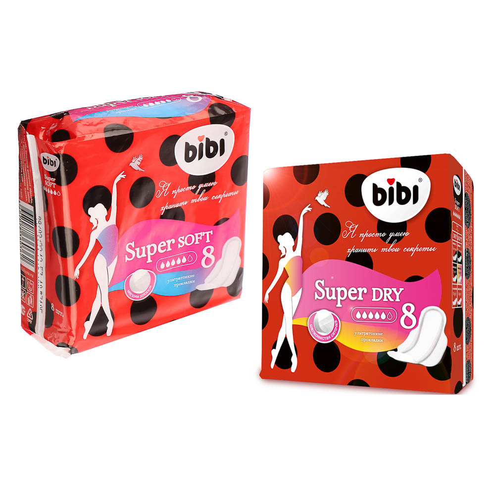Прокладки гигиенические BiBi Super Soft/Dry, 5 капель, п/э, 8шт - #1