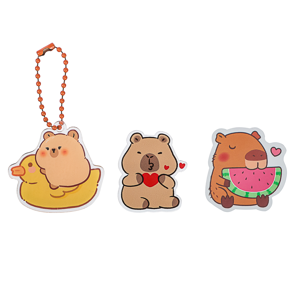 ИГРОЛЕНД Игрушка-сюрприз "Капибара" (брелок, значок, стикер), акрил, 9х11см - #7