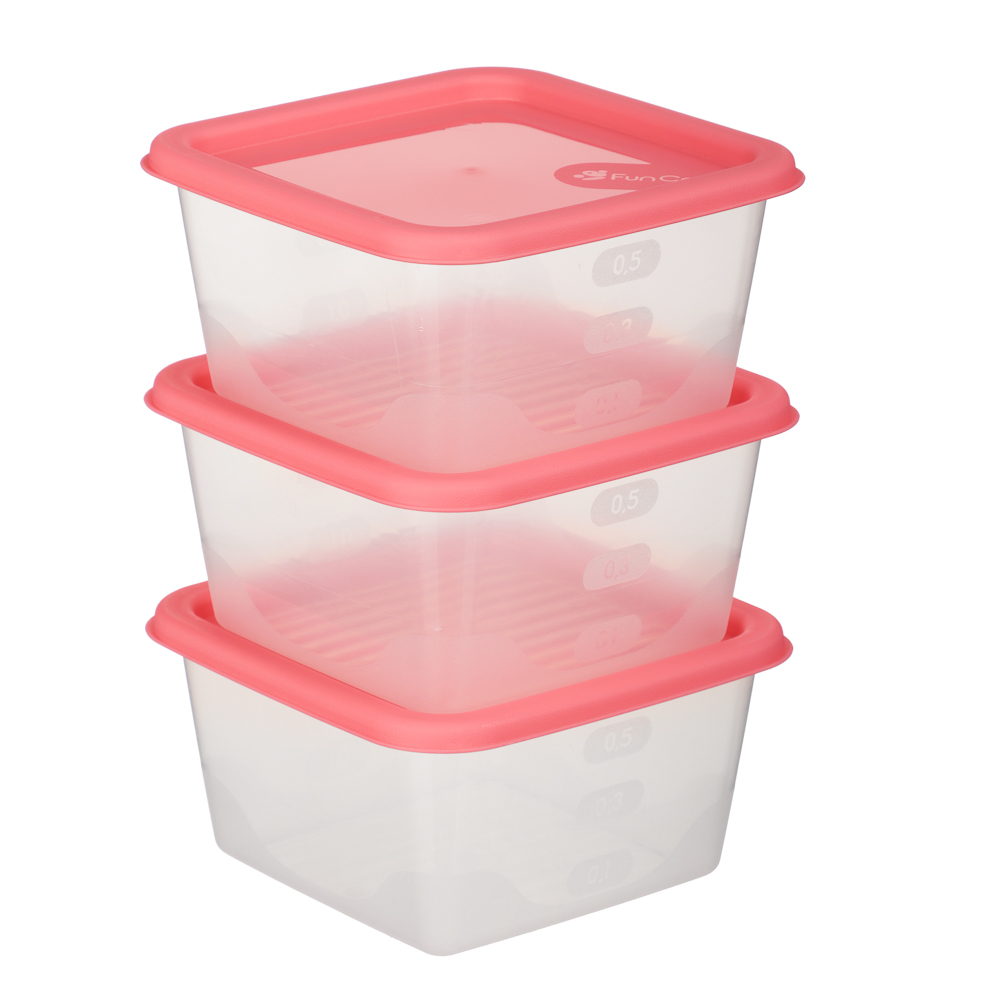 Набор контейнеров пищевых квадратных, 3шт, 0,63л, пластик, 3 цвета - #2