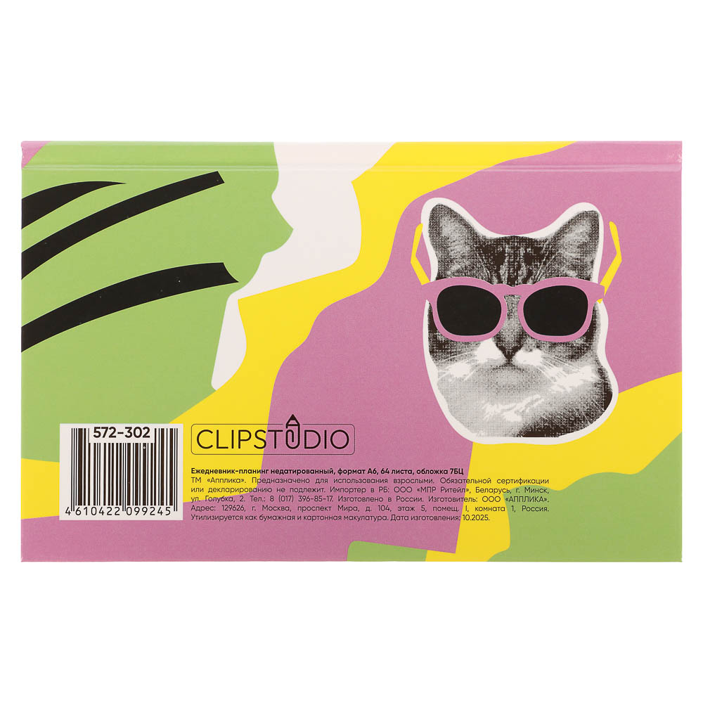 Ежедневник-планинг недатированный ClipStudio, формат А6, 64 листа, обложка 7БЦ - #6