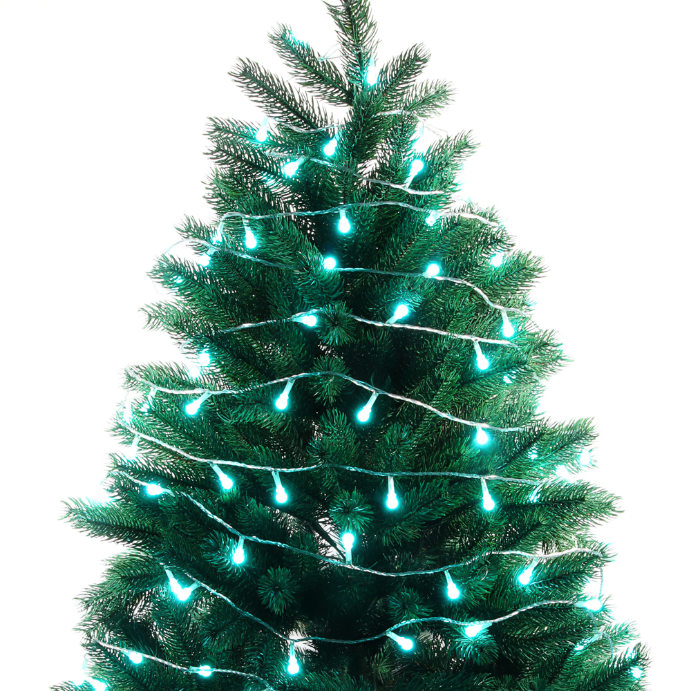 СНОУ БУМ Гирлянда эл. вьюн 10м, 100LED, аква, 8 режимов, ПВХ прозрачный, 220В - #11