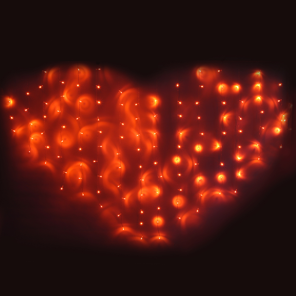 Гирлянда светодиодная Бахрома-сердце СНОУ БУМ 124 LED, 2,5х1,5 м,16 нитей, коралловый, 220В - #1