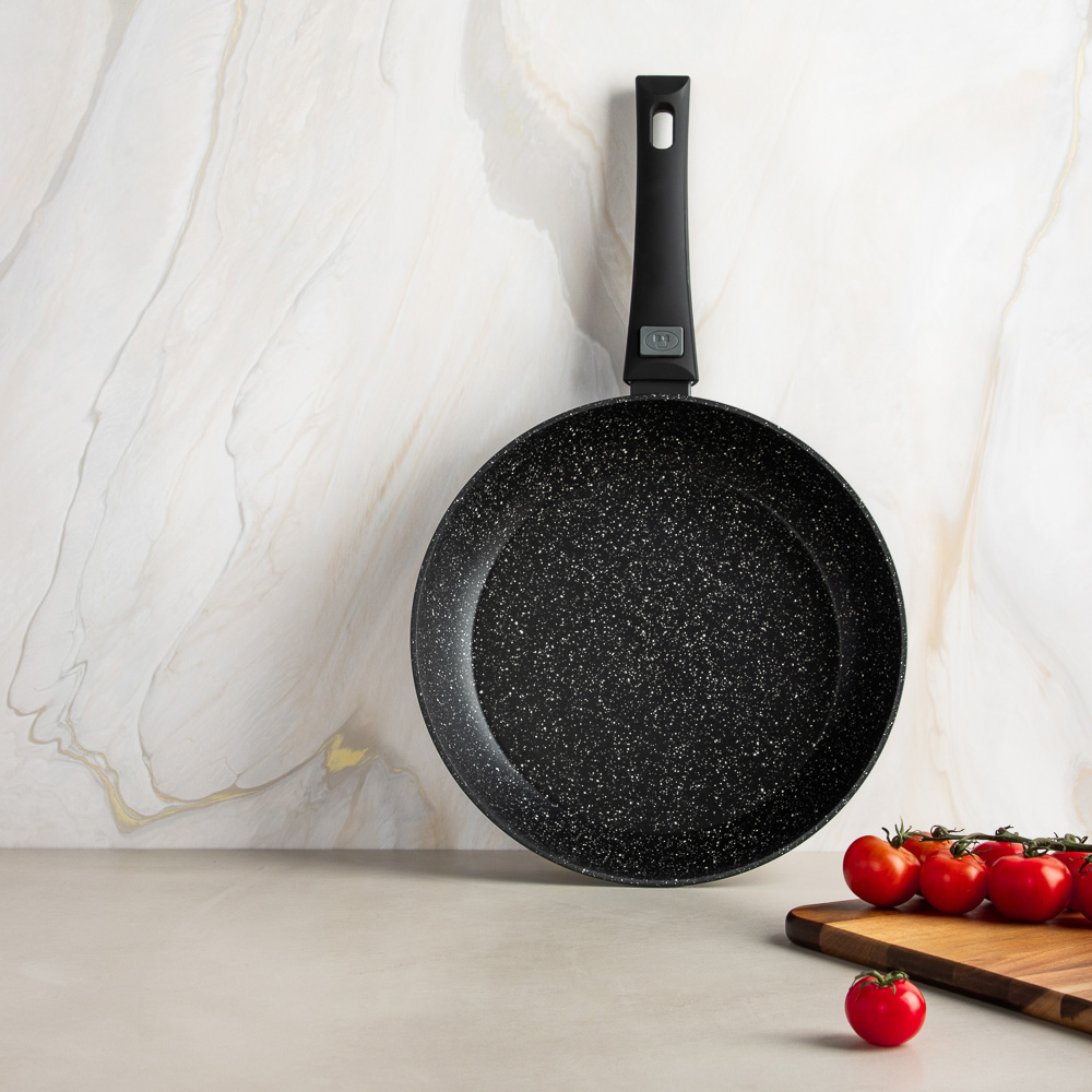 SATOSHI Оникс Сковорода литая d28см, антипригарное покрытие "мрамор", съемная ручка, индукция - #12