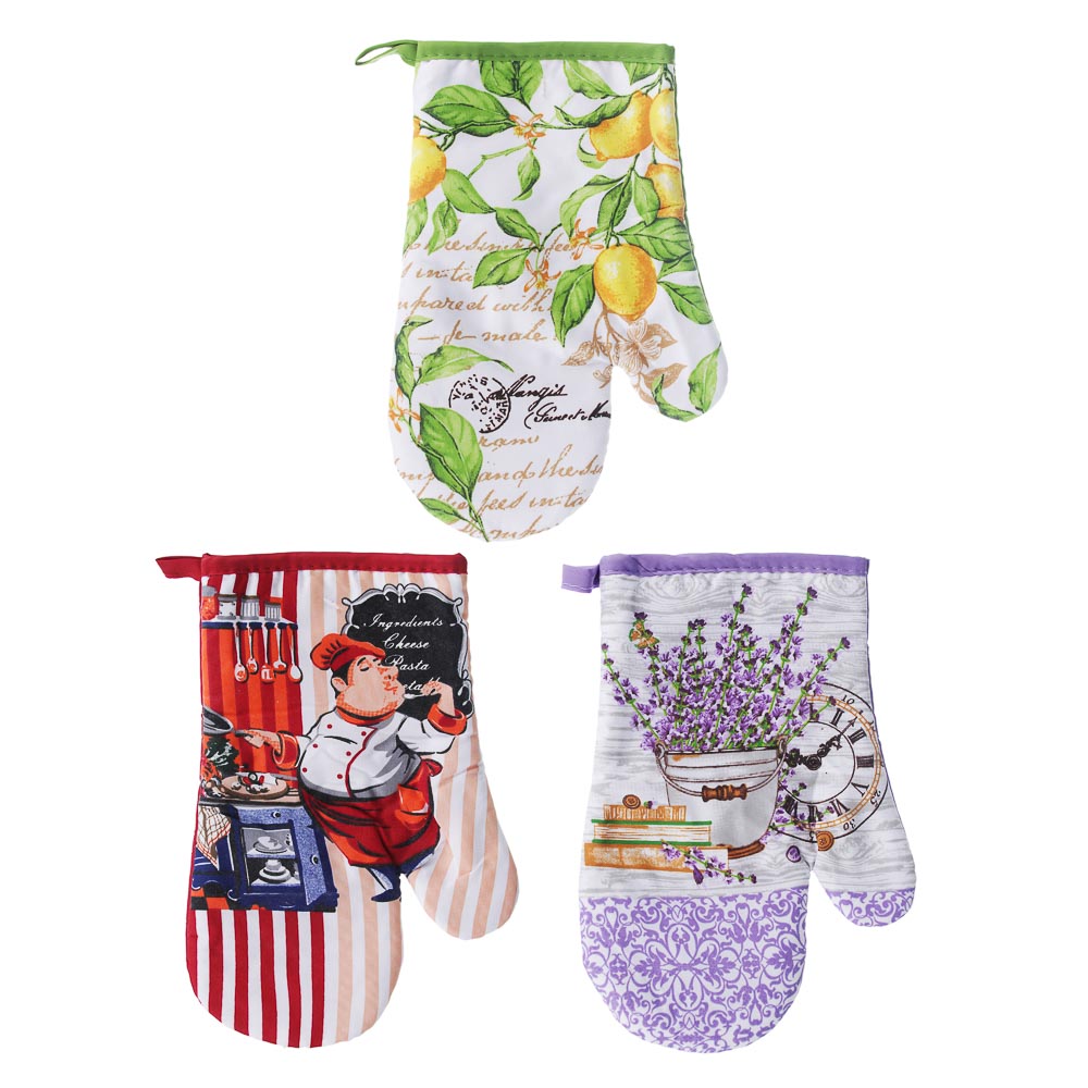 PROVANCE Ассорти Прихватка-варежка, полиэстер 27см, 3 дизайна - #3