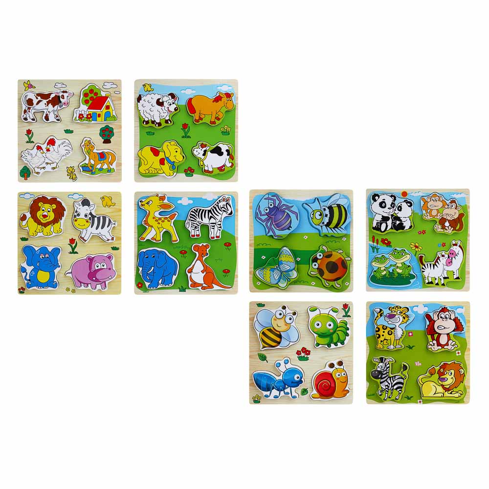 ИГРОЛЕНД Игрушка развивающая "Рамка вкладка", 4 элемента, 14,5х14,5х1см, дерево, 16 дизайнов - #2