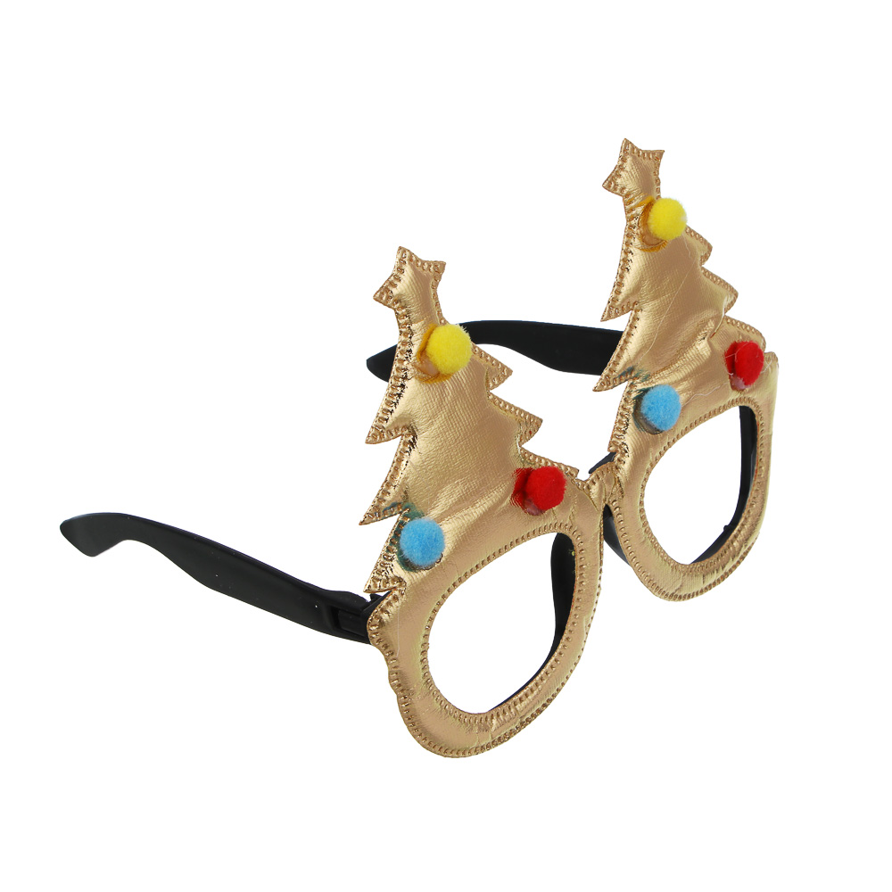 СНОУ БУМ Очки новогодние с елочками, 14см, пластик, полиэстер - #2