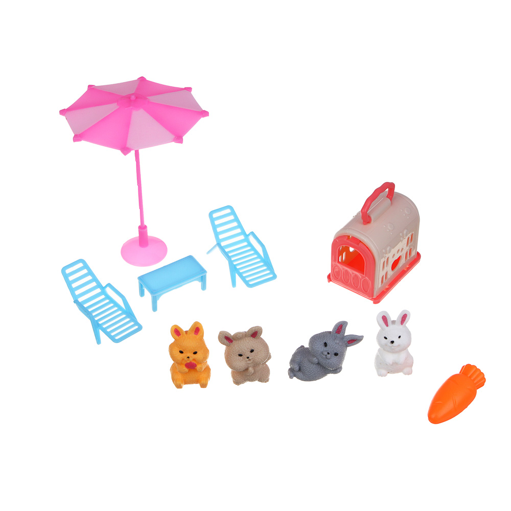 ИГРОЛЕНД Игровой набор "Счастливая семья" Зайки на лужайке, ABS, PP, 19х4х28 см, 4 вида - #6