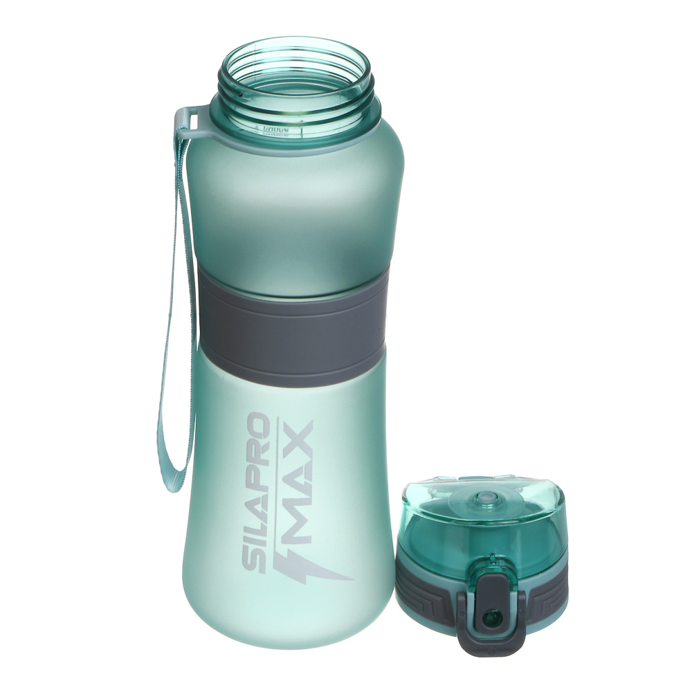 SILAPRO MAX Бутылка спортивная с замком, EGGSHELL BLUE-ULTIMATE GREY, 600мл, РС, силикон - #5