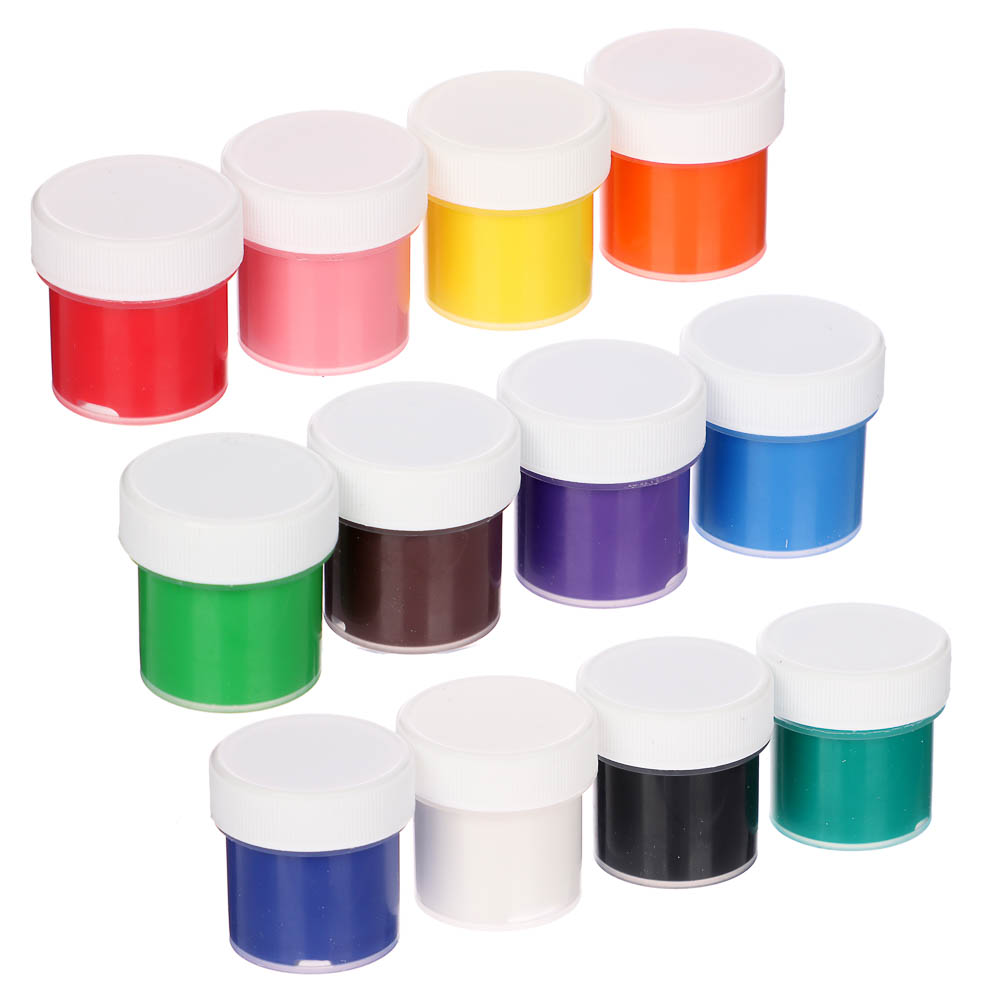 Краски гуашевые 12 цветов, объем баночки 10мл - #3