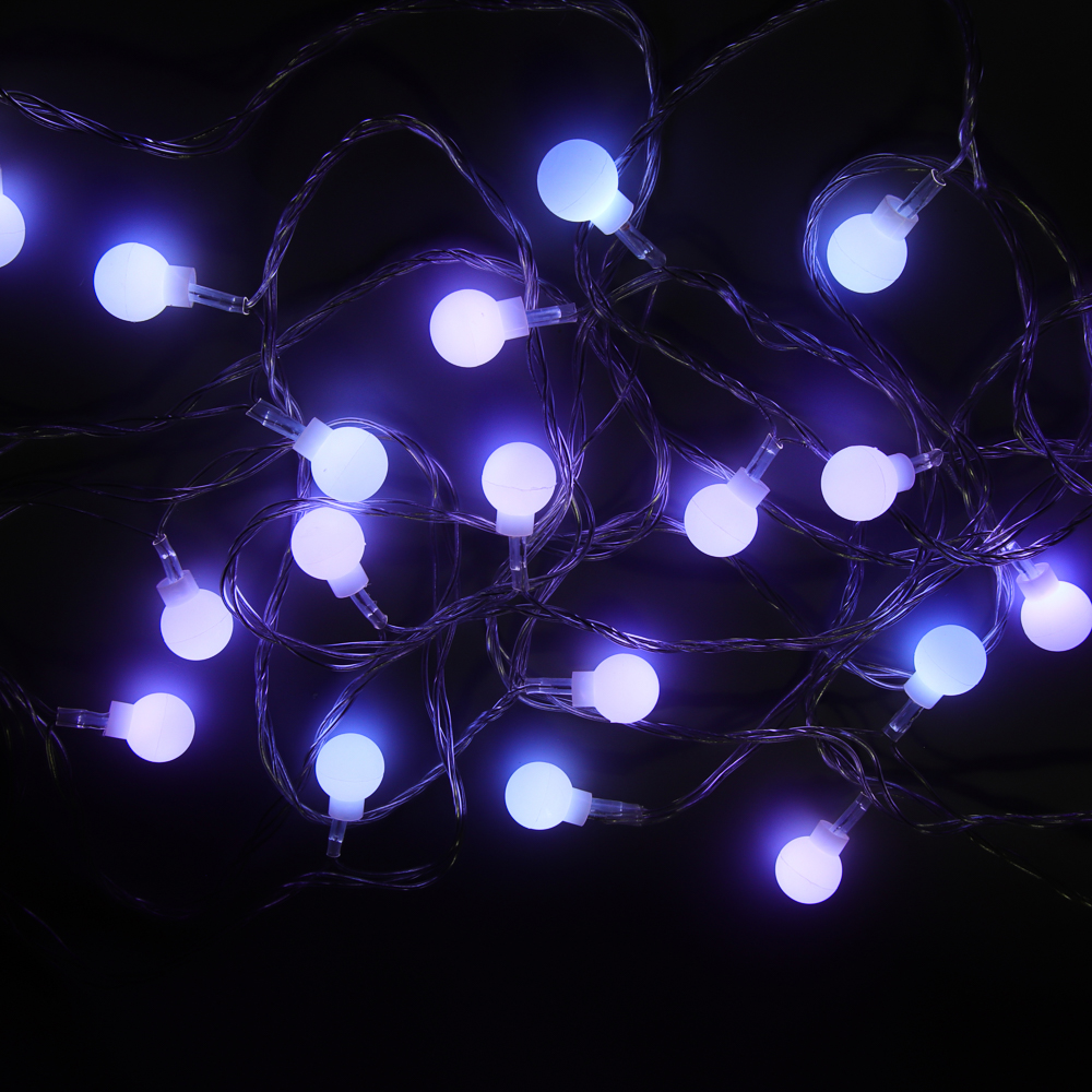 СНОУ БУМ Гирлянда эл. вьюн 4м, 20LED, шар 1,6см, белый, пост. свечение, ПВХ прозрачный, 220В - #9