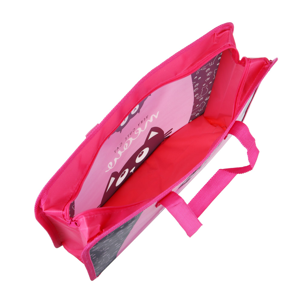 МИЛЫЙ КОТИК Папка для тетрадей 33,5x26см, для A4, расширение, молния сверху, ручки, пластик - #3