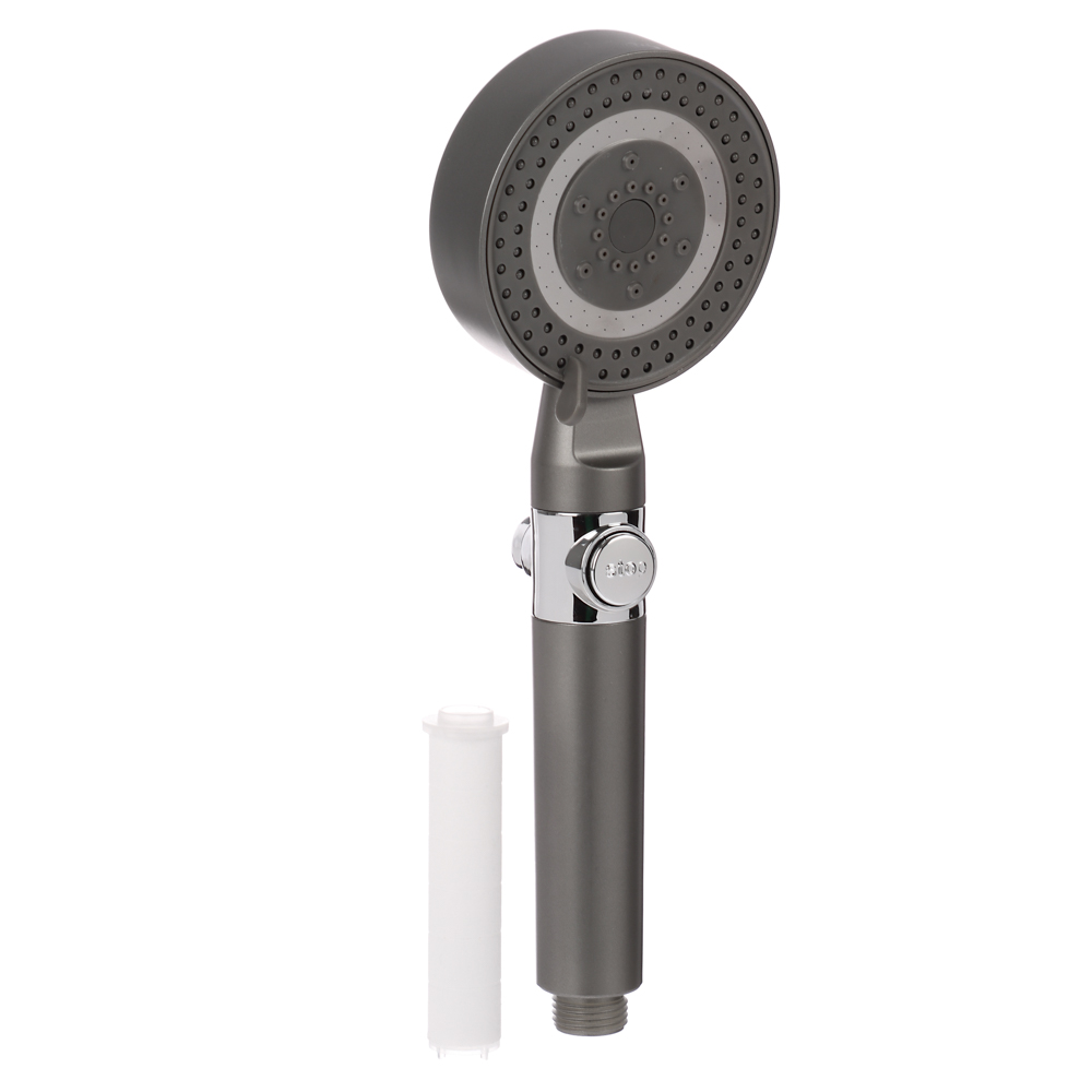 RAIN Лейка для душа, 5 режимов, с массажными зубчиками, фильтр, кнопка стоп, 90мм, графит - #1