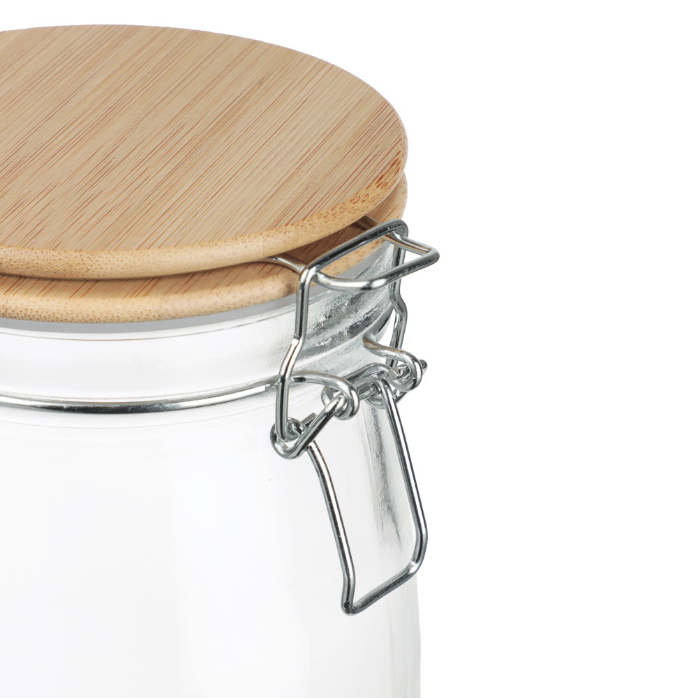 Банка для сыпучих продуктов 1000мл 11x17см, стекло, крышка бамбук - #3
