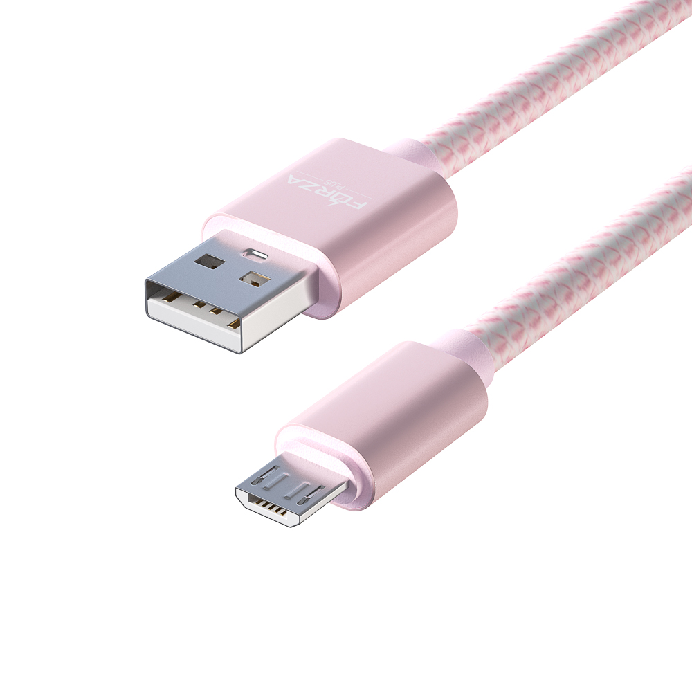 FORZA Кабель для зарядки Волна Micro USB, 1м, 2А, тканевая оплётка, 4 цвета, пакет - #9