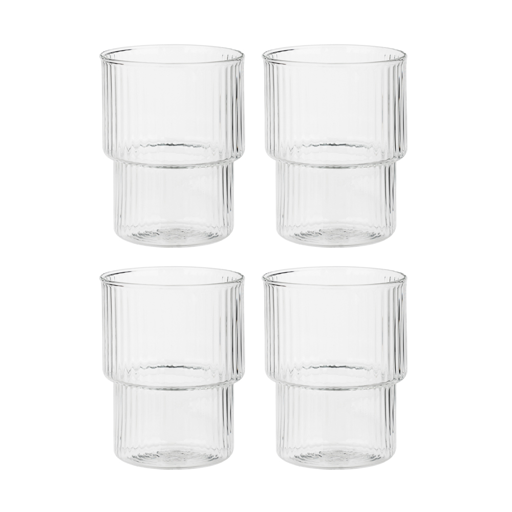 MILLIMI Набор стаканов Астра 300 мл, 4 шт, стекло, рифленый - #1