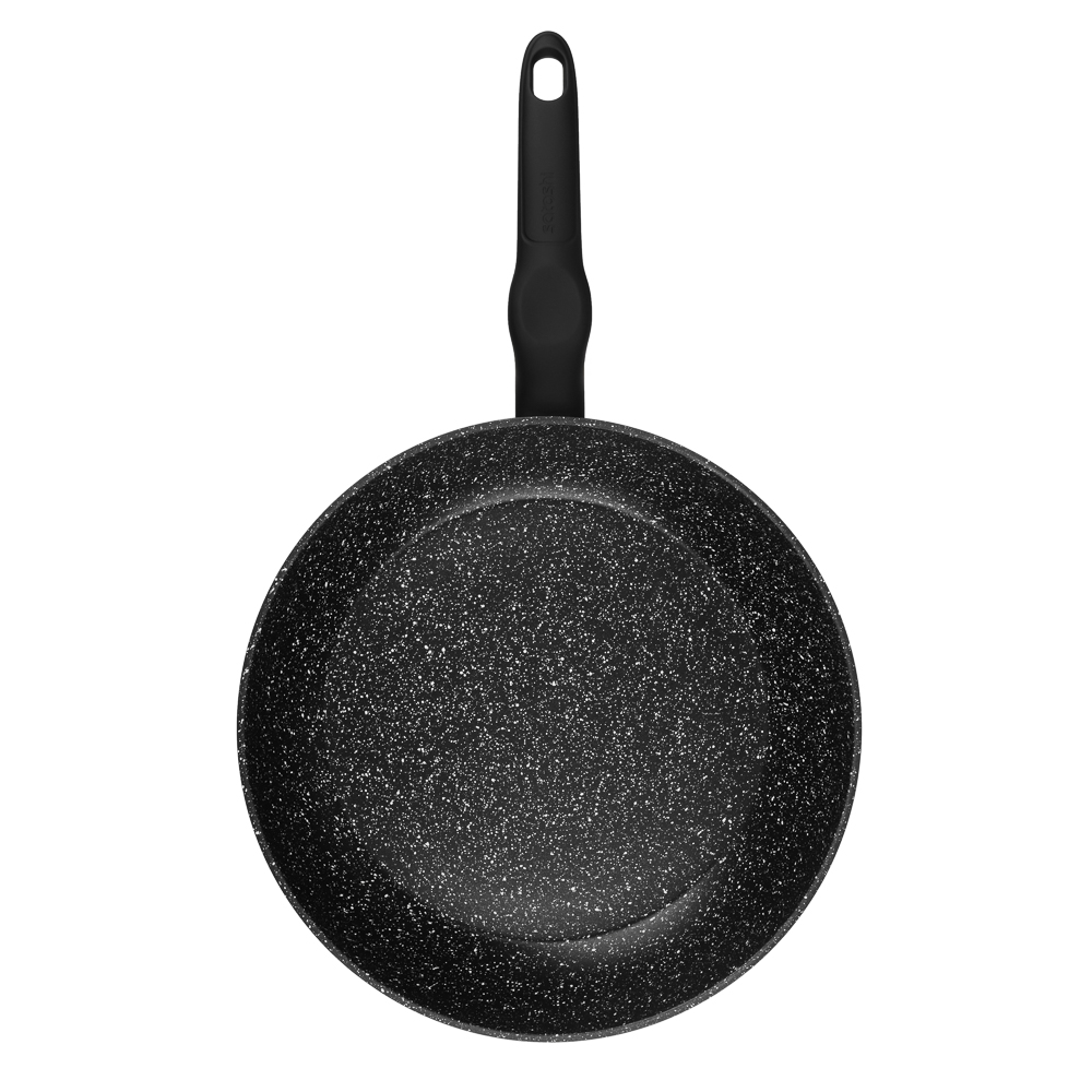 SATOSHI Стоун Сковорода литая с крышкой d28см, антипригарное покрытие мрамор, индукция - #5