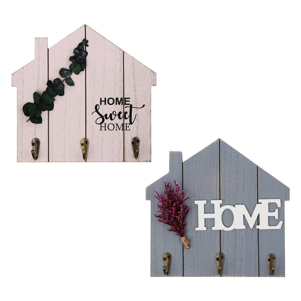 Ключница открытого типа, 3 крючка, 23x21см, МДФ, металл, 2 вида - #1