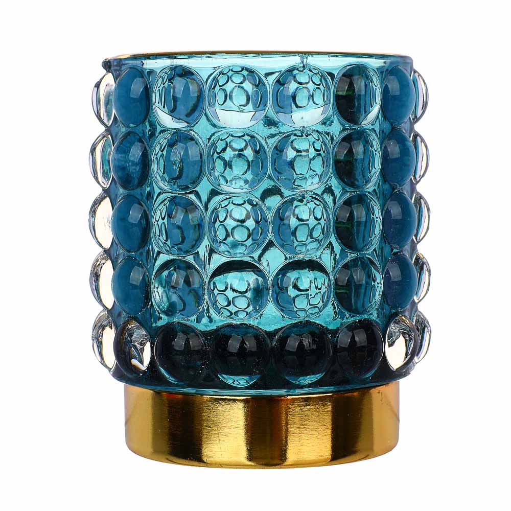 Стакан декоративный стеклянный под косметические кисточки, 8x8,5 см, синий - #2