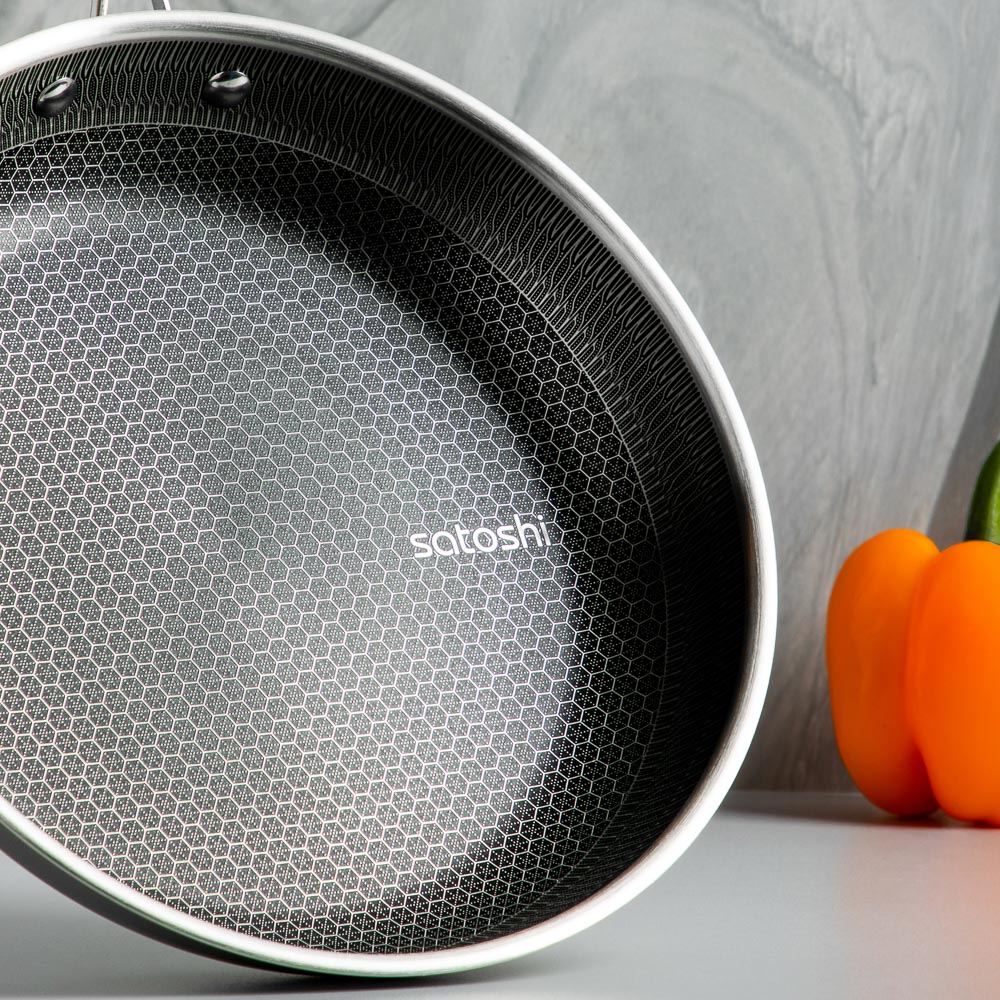 SATOSHI Савона Сковорода Triply 3-х слойная 28х5,3см, нерж.сталь 18/10, антиприг.покр. "соты", инд - #13