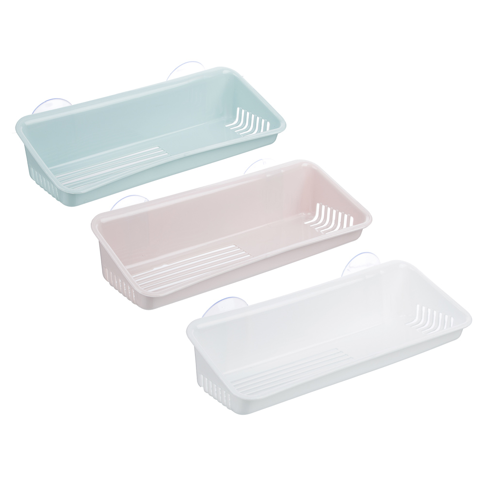 VETTA Романтика Полочка для ванной комнаты на присосках, пластик, 26х11,5х6см, 3 цвета - #1