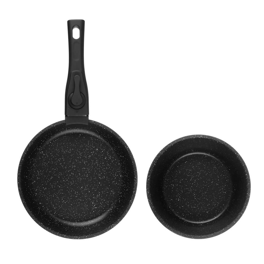 SATOSHI Анси Наб. посуды 3пр, сковорода 20см, ковш 16см/1,7л +съем. ручка, а/п покр. мрамор, индук. - #3