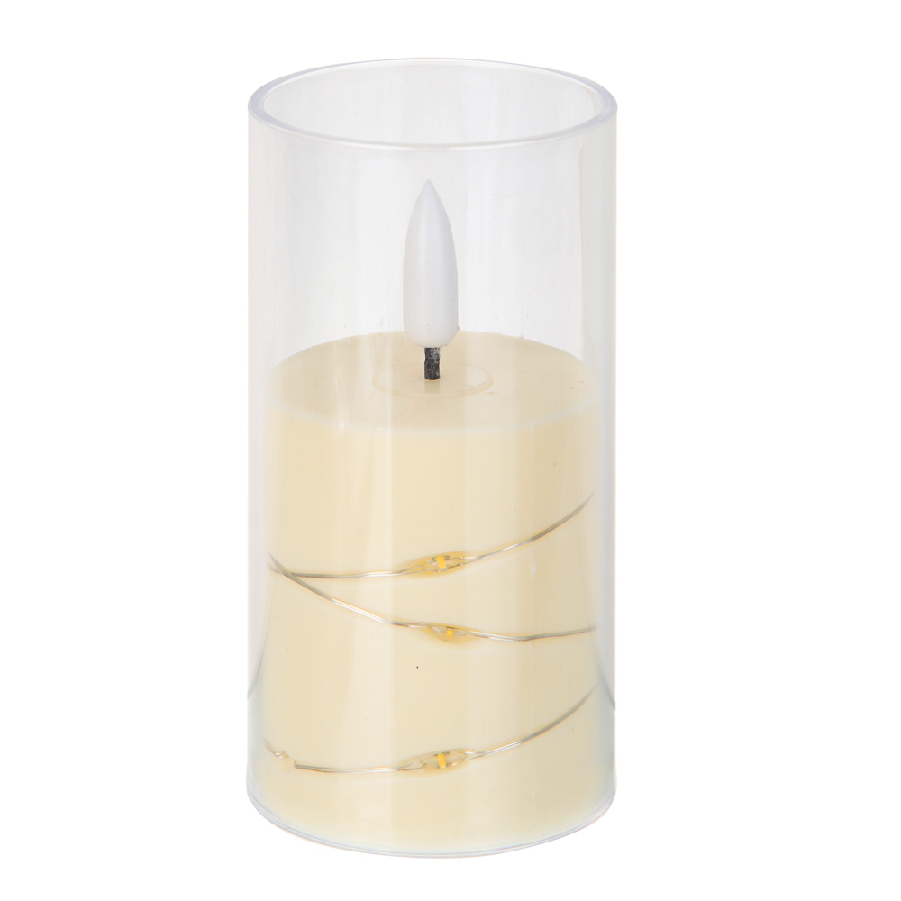 СНОУ БУМ Светильник декоративный LED в виде свечи в стакане, 5,5x10,5см, PP, PS, 3хAG13, 1 режим - #1