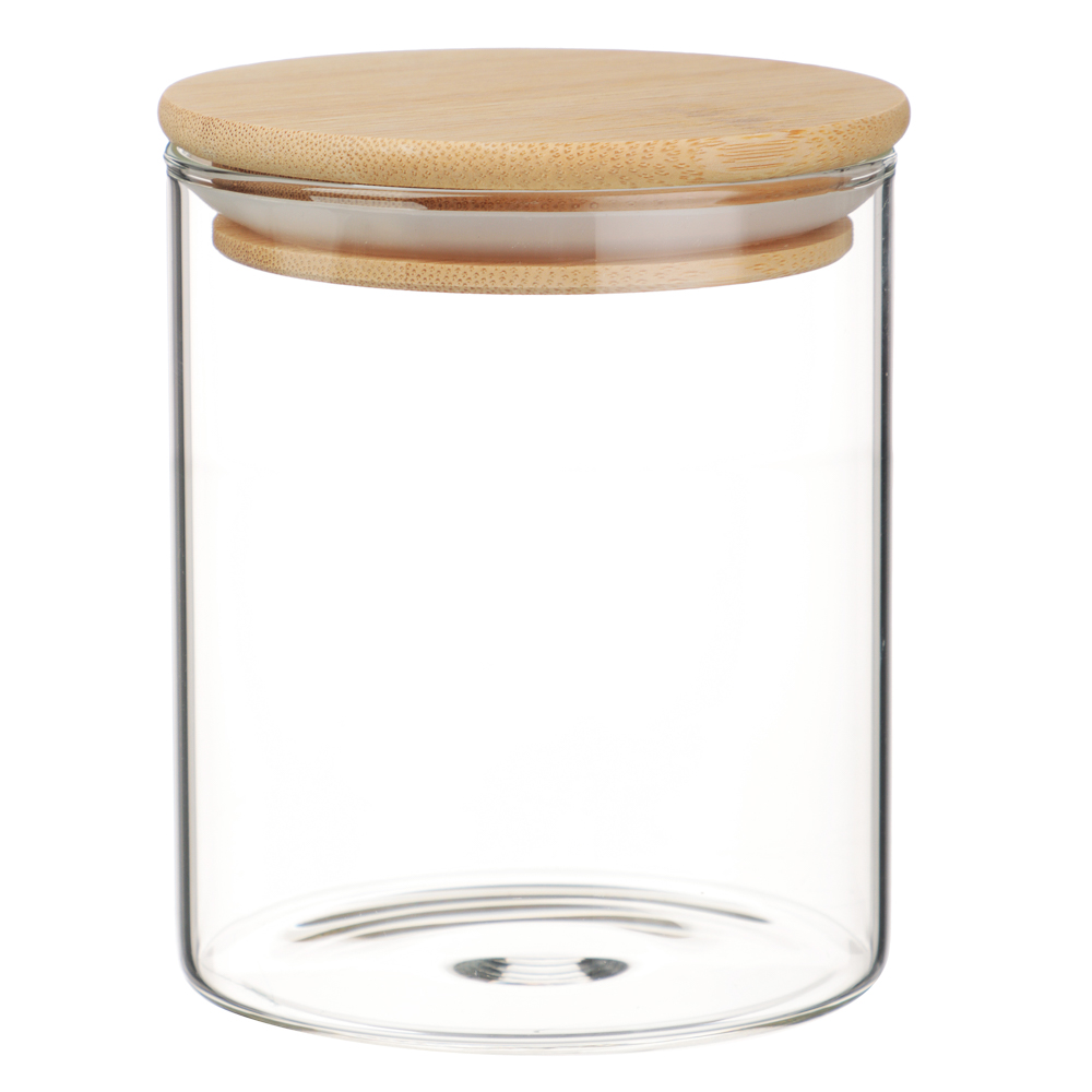 VETTA ЭКО Эллипс Банка для хранения 450мл, 10х8,5см, стекло, бамбук - #1