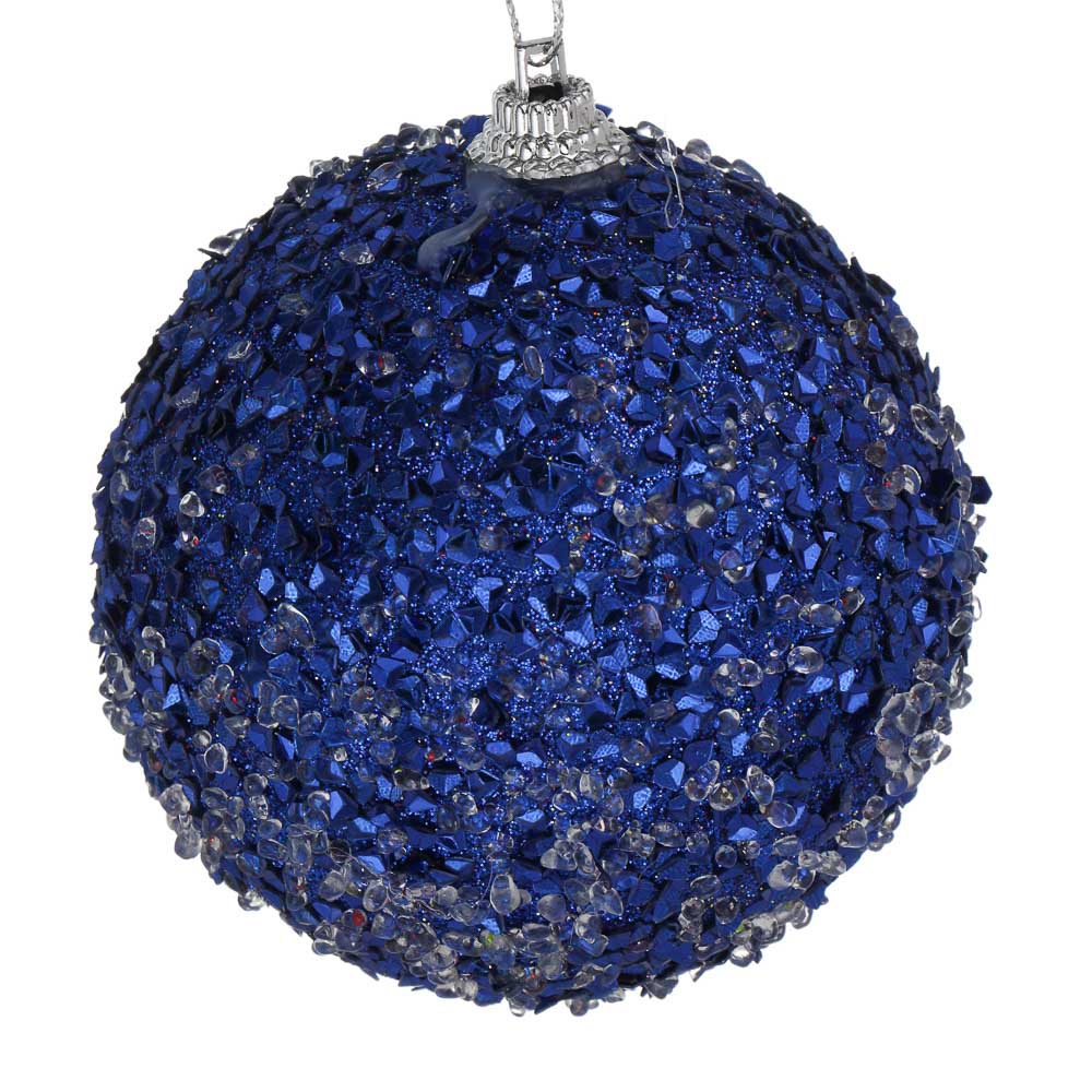 СНОУ БУМ Елочная игрушка шар, диаметр 8 см, синий, пластик - #1