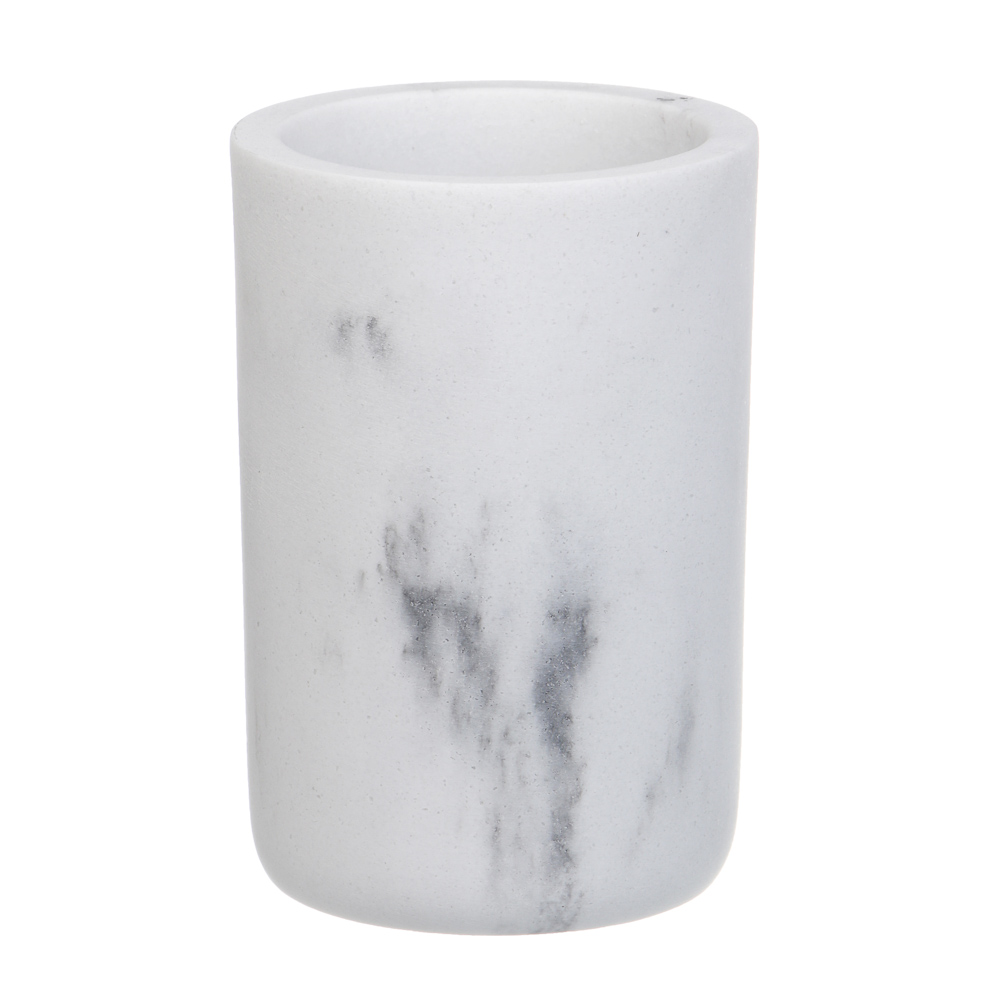 Стакан для ванной комнаты тм VETTA Мрамор, смола (полирезин), бело-серый, 7,5x7,5x10см - #1