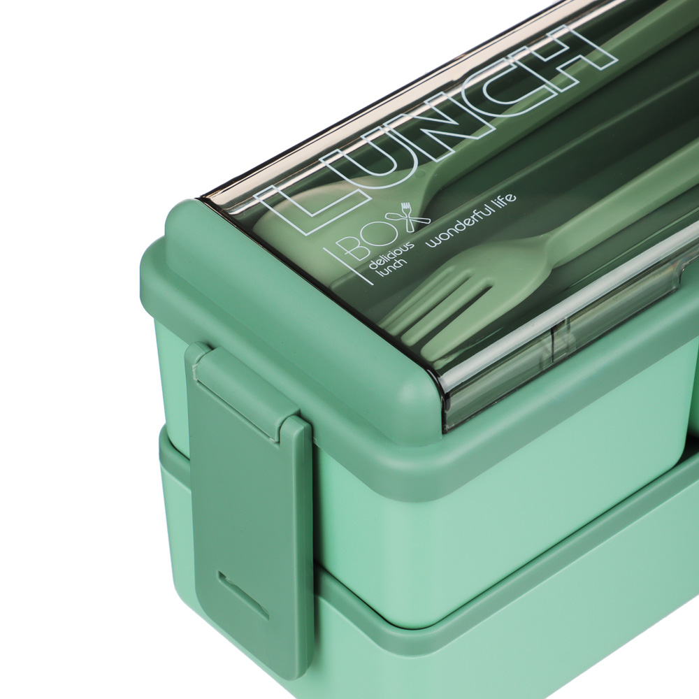 Ланч-бокс, 1400мл, со столовыми приборами (ложка вилка) PP/PS/TPR - #2