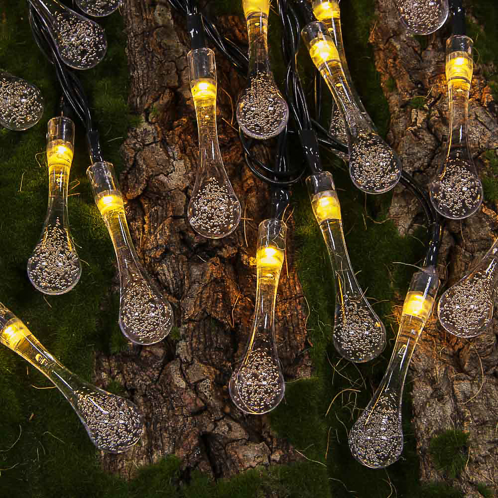INBLOOM Гирлянда на солн.батарее Капля, 25LED, 7м, шампань, 2 реж, ПВХ зел, 2V80mA, 1.2V600mAh - #5