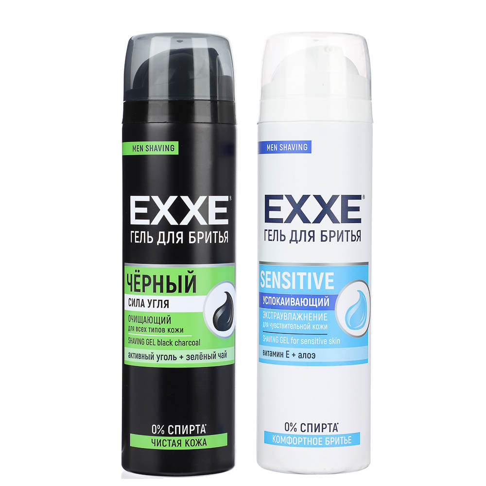 Гель для бритья EXXE SENSITIVE для чувств.кожи/ЧЕРНЫЙ Сила угля д.всех типов кожи,200мл - #1
